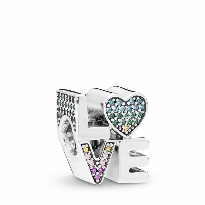 Pandora Multi-color Love Charm Ireland - Sterling Silver/Blue/Mixed Stones/Cubic Zirconia - 975623NT